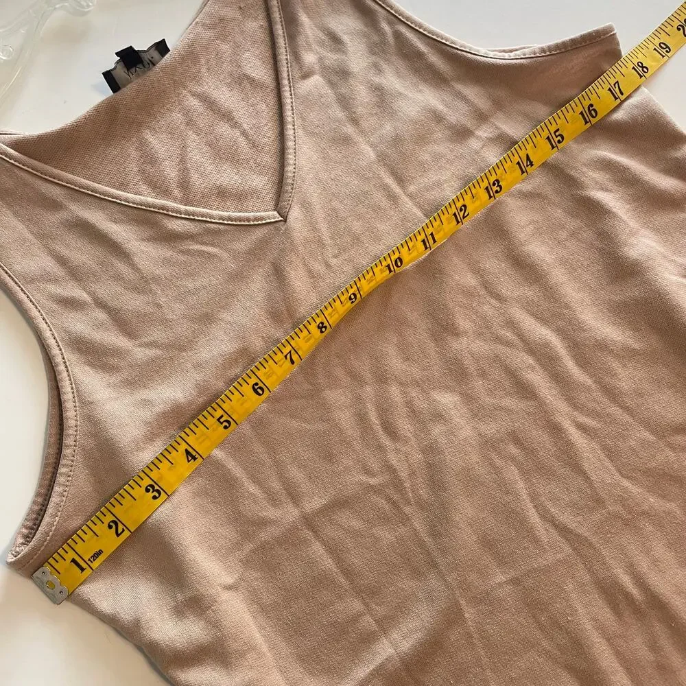 NYDJ French Terry Lounge Tank Womens Small/Medium Tan V-Neck Neutral Shell